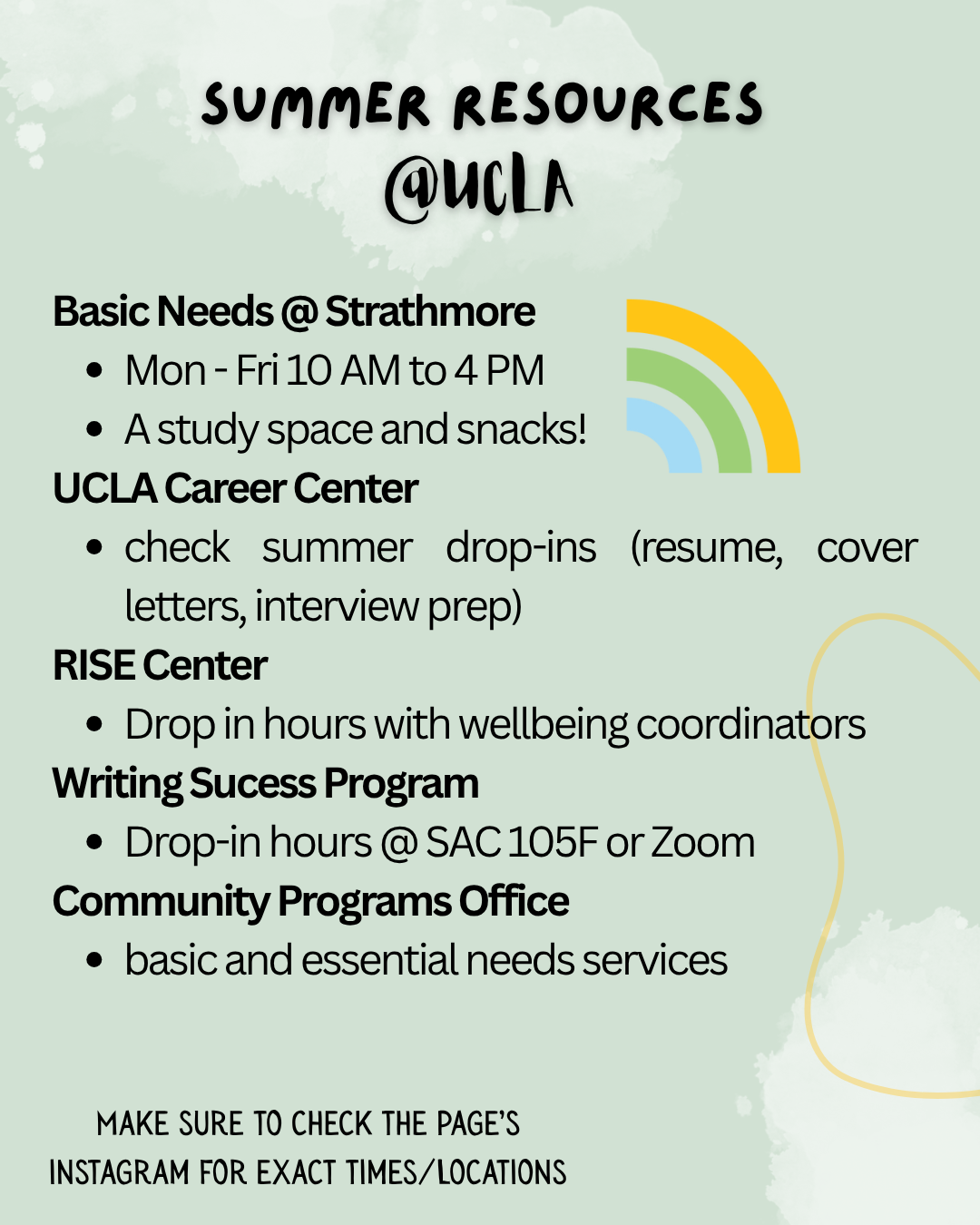A list of summer resources provided by campus partners